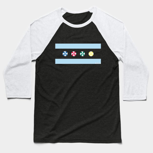 Pinwheel Chicago Flag Baseball T-Shirt by Snark Buehrle